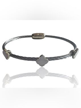 Dyana Double Cable 3 Station Bracelet Silver Magnetic Bracelet NEW Silver